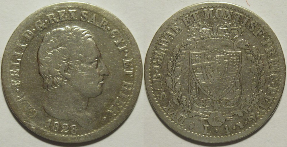 1828 Royaume de Sardaigne, 1 Lira Torino - Carlo Felice monnaies monde italie 1828 royaume de sardaigne 1 lira torino carlo felice