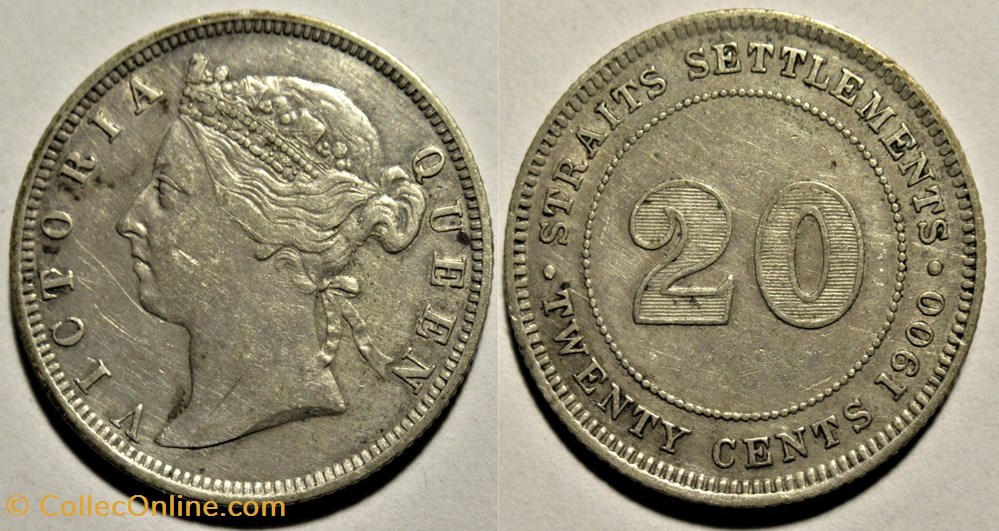monnaies monde malaisie victoria 20 cents 1900 straits settlements malaysia
