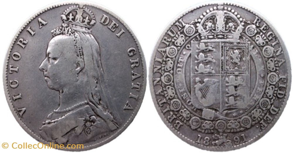 Victoria - Half Crown, 1891 - Kingdom of Great Britain monnaies monde royaume uni victoria half crown 1891 kingdom of great britain