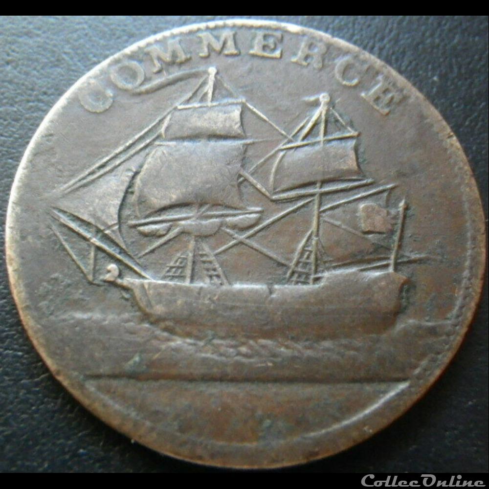 1781 HalfPenny, Commerce - North America Token 4 monnaie monde etat uni 1781 halfpenny commerce north america token