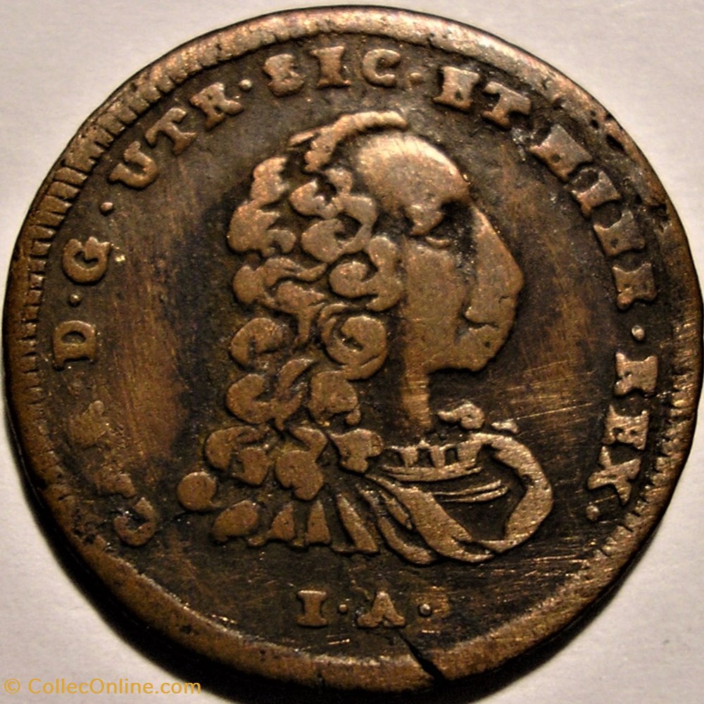 1757/6 Royaume de Naples, Tornese - Carlo di Borbone - Overdate monnaies europe medievale 1757 6 royaume de naples tornese carlo di borbone overdate