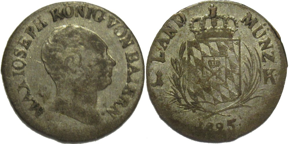Maximilian I Joseph - 1 Kreuzer 1825 - Kingdom of Bavaria monnaies europe medievale saint empire romain germanique maximilian i joseph 1 kreuzer 1825 kingdom of bavaria