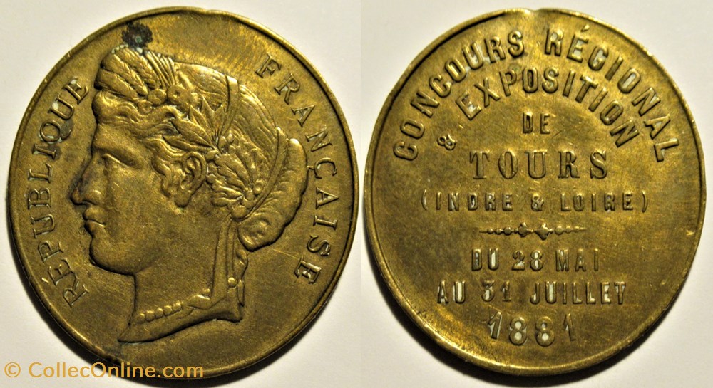 medailles france professionnels societe exposition de tours 1881 medaille concours regional