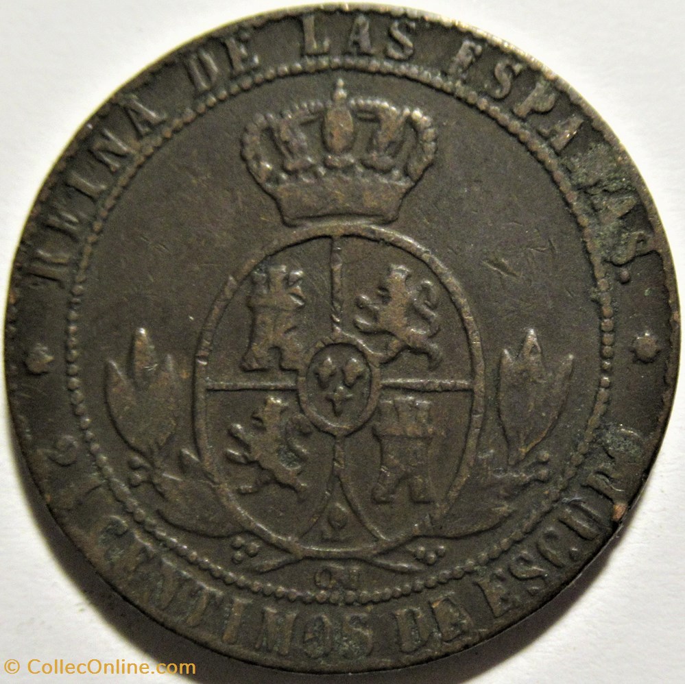 1867 Barcelona - 2, 1/2 Centimos - Isabel II España 3 monnaies monde espagne 1867 barcelona 2 1 2 centimos isabel ii espana