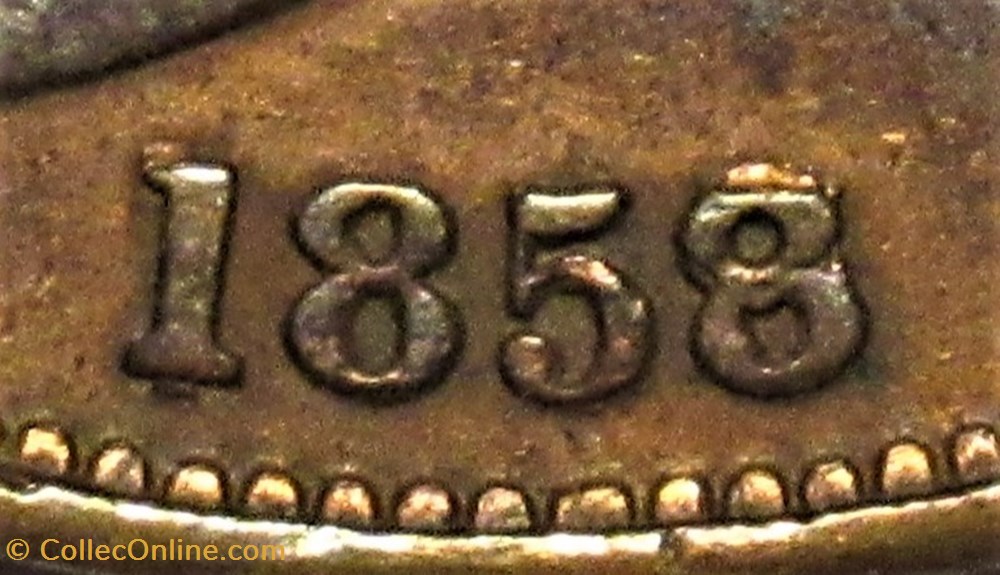 Victoria - One Penny 1858/3 - Kingdom of Great Britain (Overdate) monnaies monde royaume uni victoria one penny 1858 3 kingdom of great britain overdate