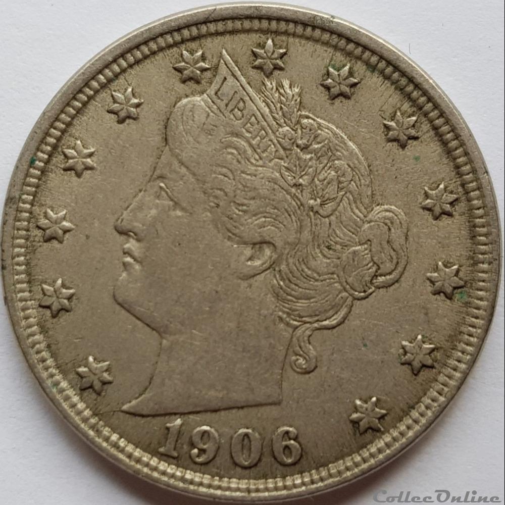 monnaies monde etats unis 1906 5 cents
