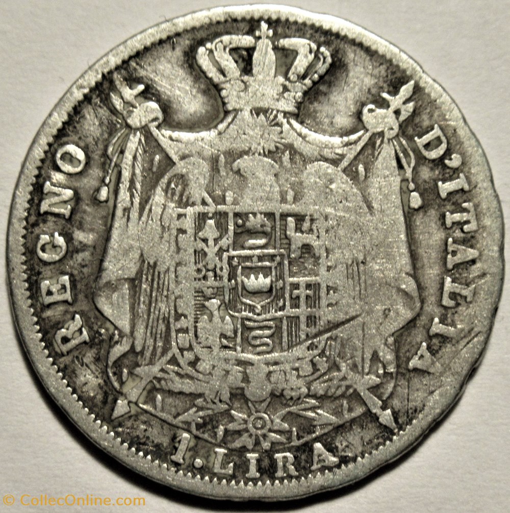 1813 Bologna, Regno d'Italia, 1 Lira - Napoleone I monnaies monde italie 1813 bologna regno italia 1 lira napoleone i