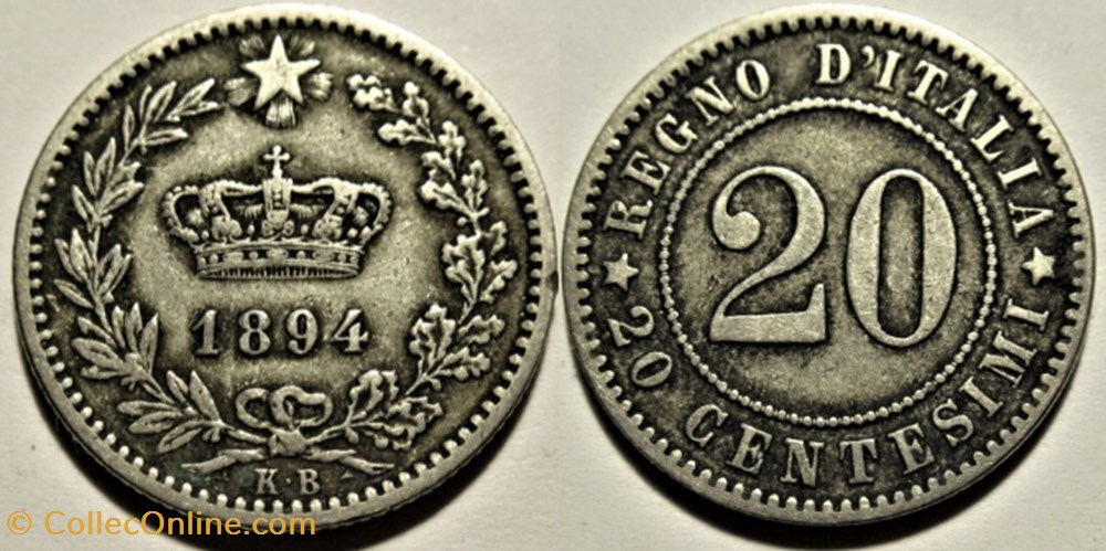 monnaies monde 1894 royaume italie 20 centesimi berlin umberto i ex 2