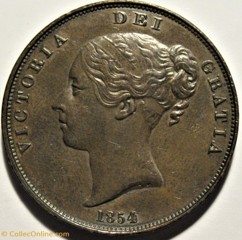 Victoria - One Penny 1854 - Kingdom of Great Britain (ex.2) monnaies monde royaume uni victoria one penny 1854 kingdom of great britain ex 2