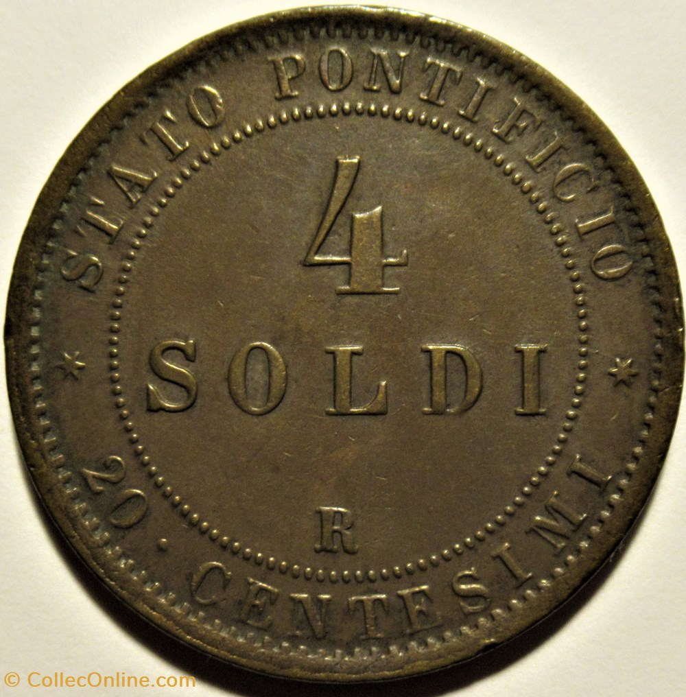 Pio IX, Pope - 4 Soldi 1869, Anno XXIII - Roma, Vaticano 3 monnaies monde pio ix pope 4 soldi 1869 anno xxiii roma vaticano