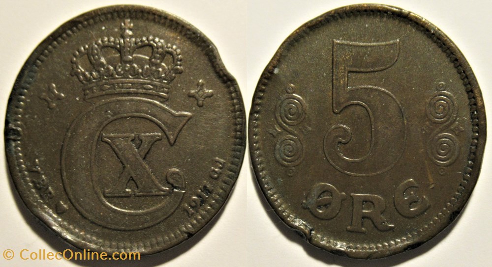 Christian X Denmark - 5 Øre 1917 monnaies monde danemark christian x denmark 5 re 1917