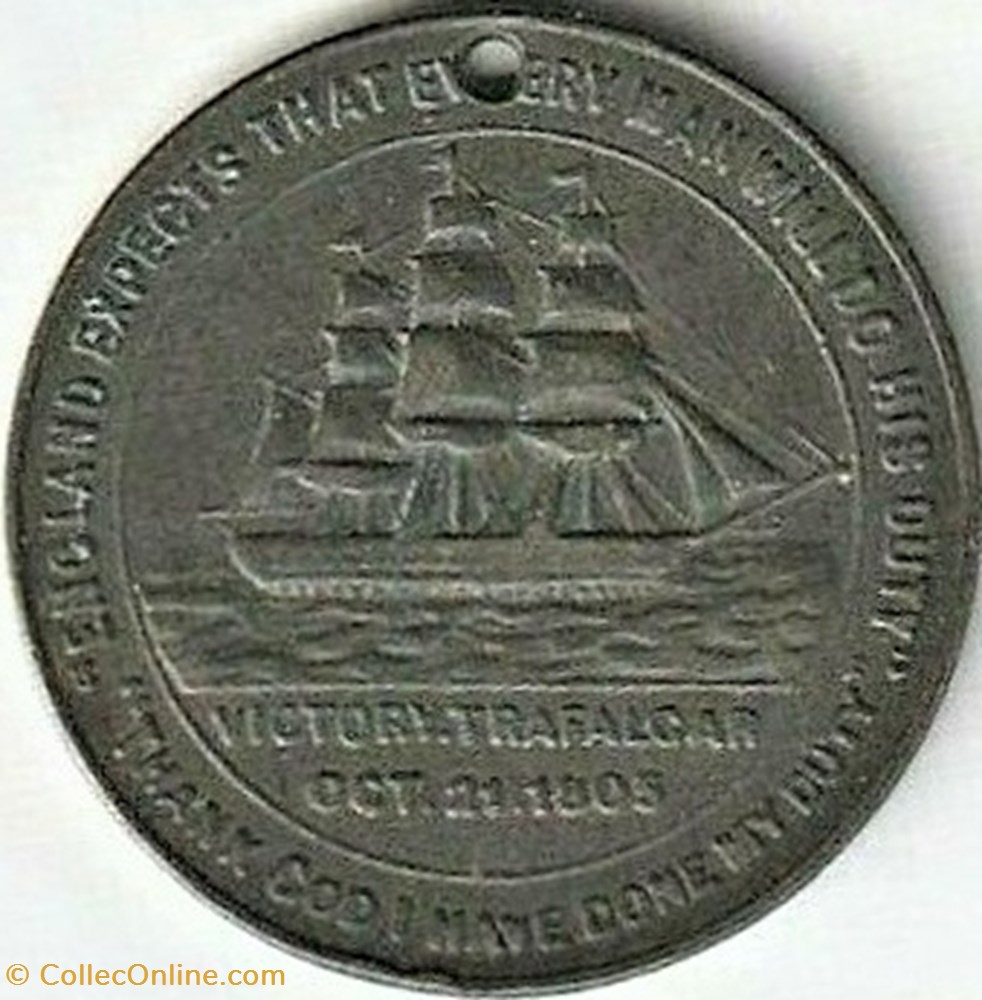 Admiral Lord Nelson - 1805-1905 Trafalgar centenary Medalet - Great Britain medaille royaume uni admiral lord nelson 1805 1905 trafalgar centenary medalet great britain