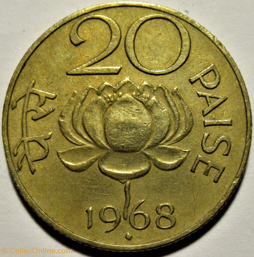 monnaies monde inde india 20 paise 1968 bombay mumbai