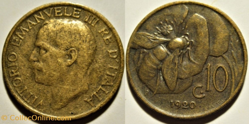 1920 Regno d'Italia, 10 Centesimi, Roma - Vittorio Emanuele III monnaies monde italie 1920 regno italia 10 centesimi roma vittorio emanuele iii