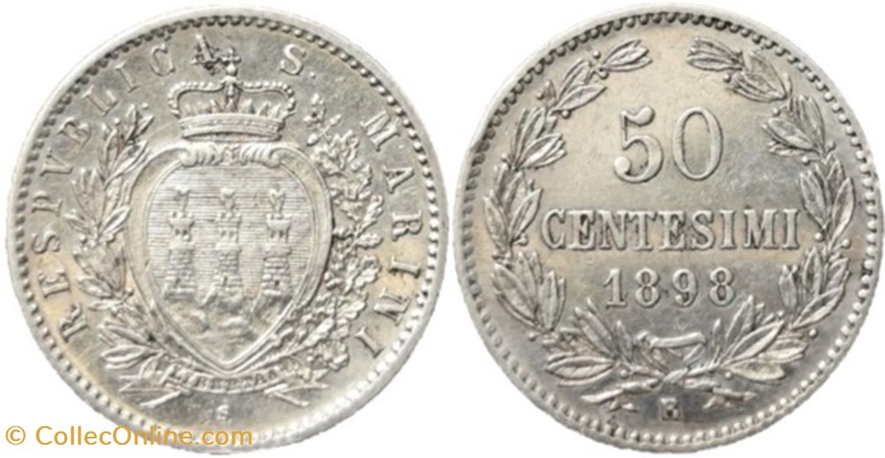 monnaies monde saint 1898 repubblica di san marino 50 centesimi roma