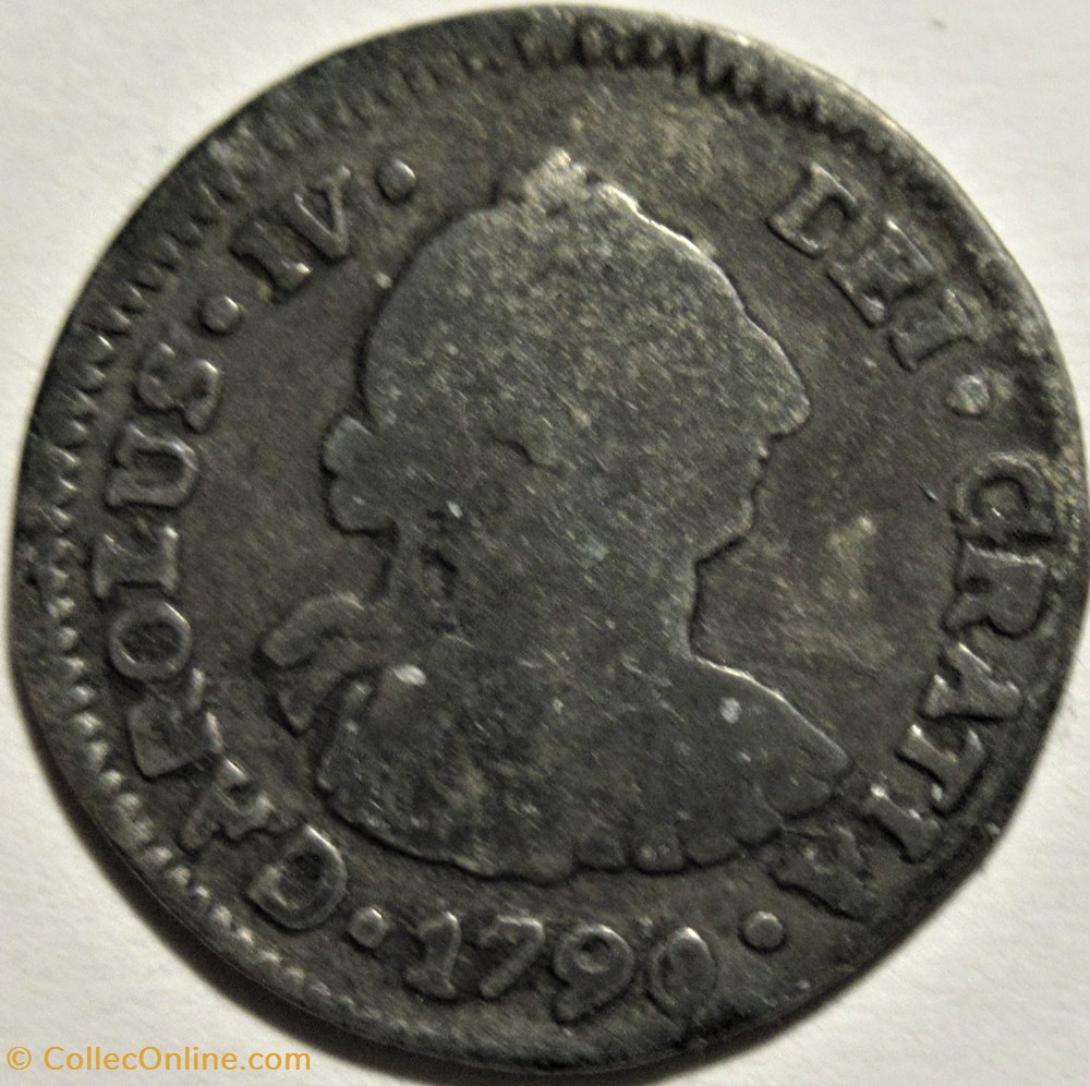 ½ Real 1790 Potosi - Carlos IV de España 2 monnaies monde bolivie real 1790 potosi carlos iv de espana
