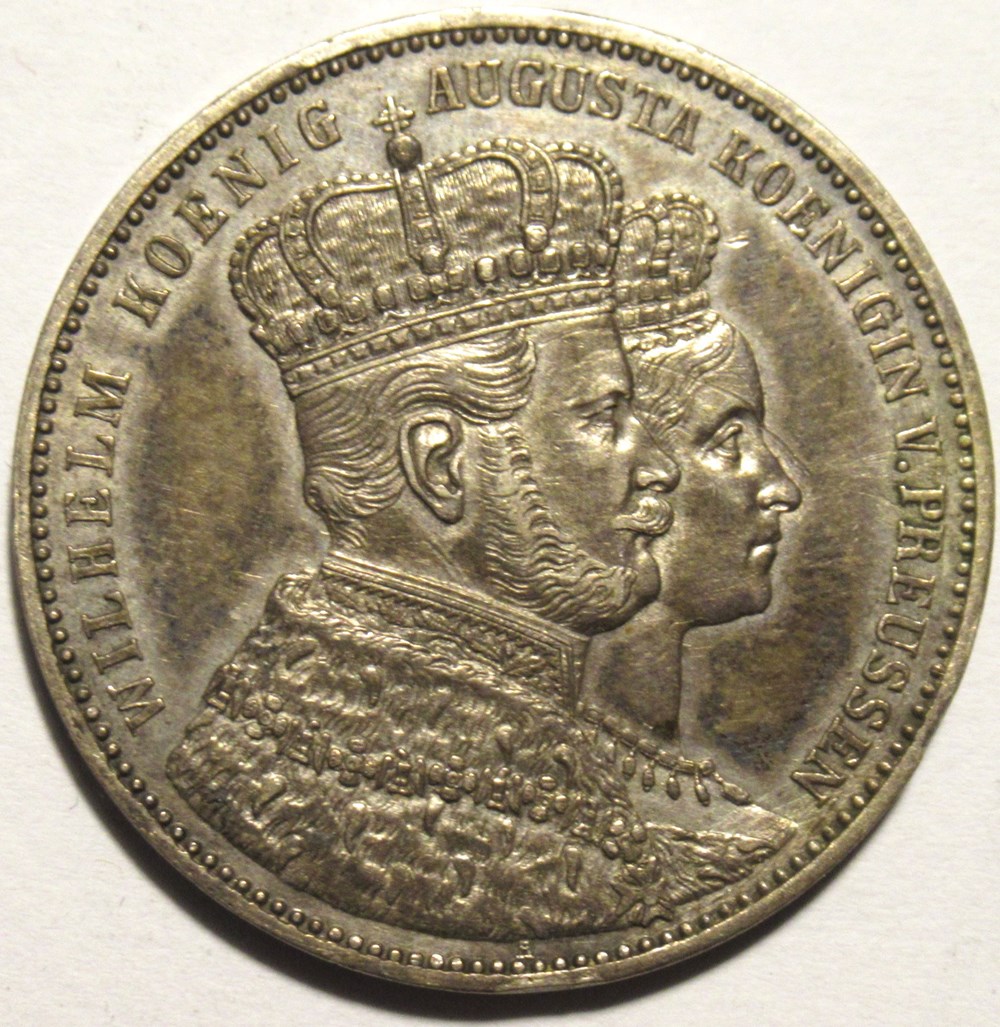 monnaies europe medievale saint empire romain germanique wilhelm i and augusta 1861 coronation thaler kingdom of prussia