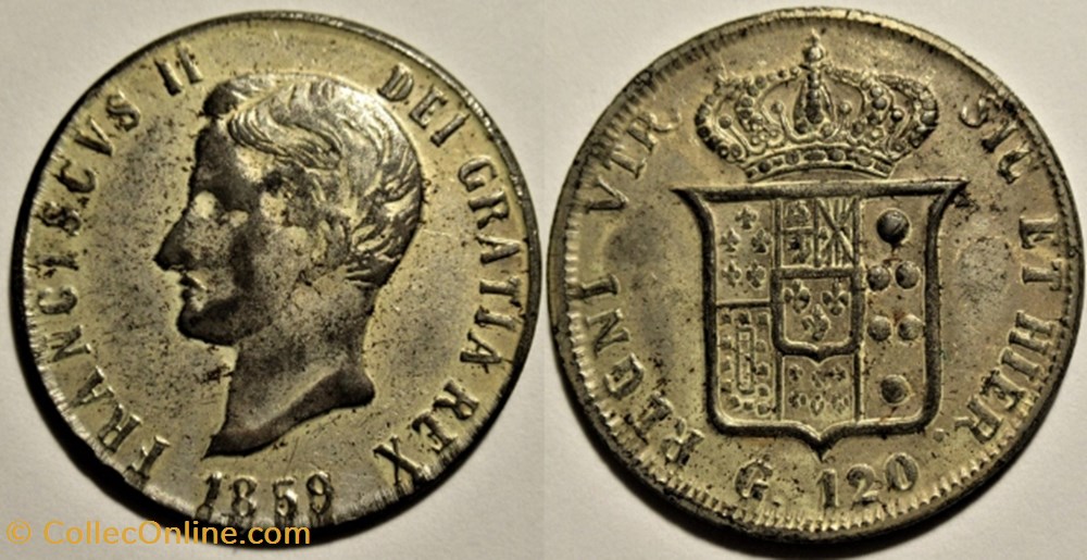 monnaies europe medievale 1859 royaume de naples 120 grana token replica francesco ii