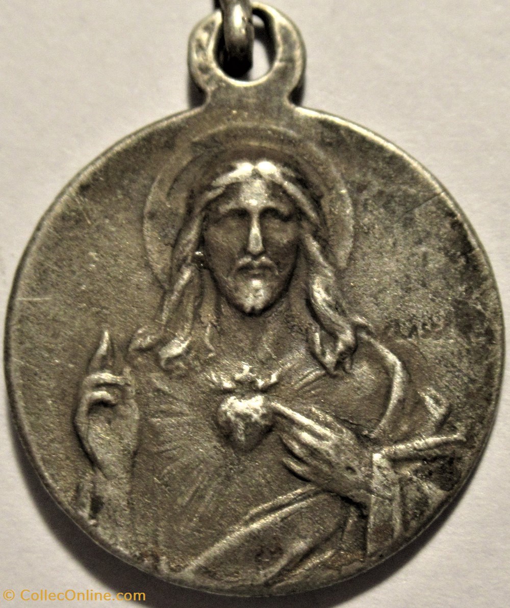 Médaillette à la Ste Vierge à l'Enfant & Sacré-Cœur de Jésus 3 patrimoine religieux objets cultes medaillette a la ste vierge a enfant sacre c ur de jesus