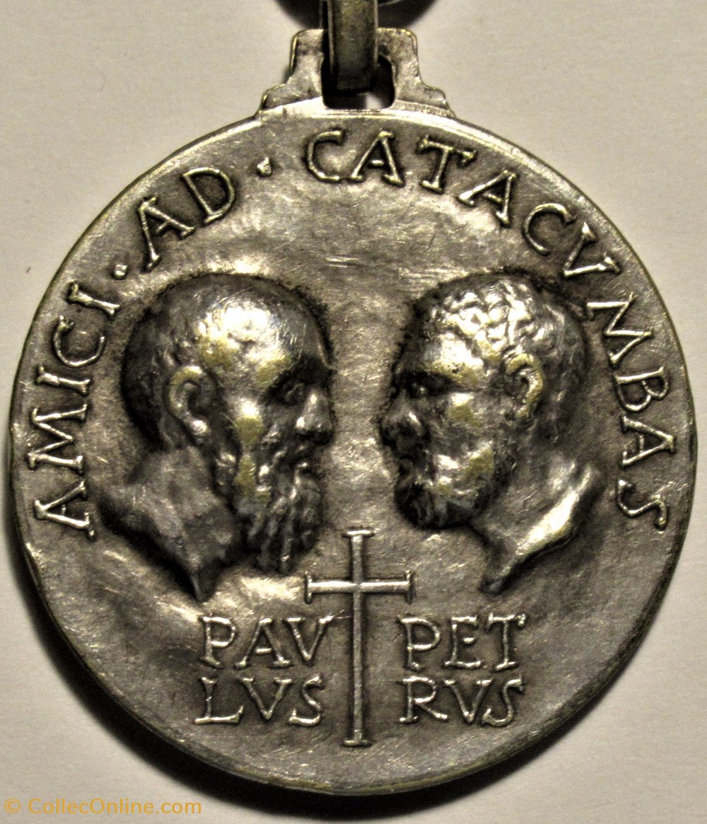 Pope Pivs XII - Medallion, Friends to the catacombs, Rome medailles etat de la cite du vatican pope pivs xii medallion friends to the catacombs rome