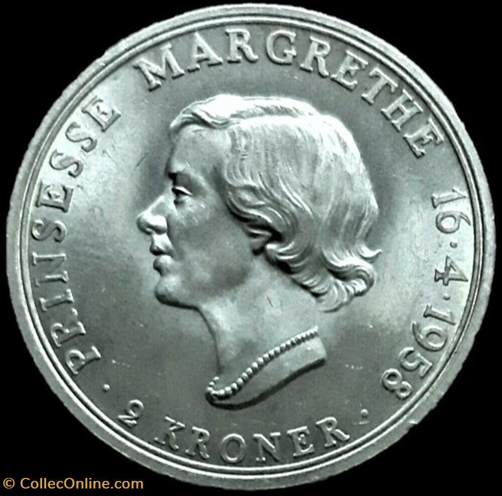 Frederik IX & Margrethe of Denmark - 2 Kroner 1958 - Princess birthday monnaies monde danemark frederik ix margrethe of denmark 2 kroner 1958 princess birthday
