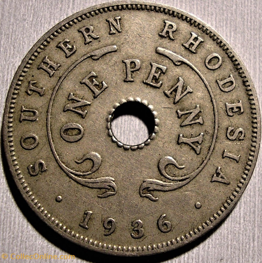 George V - 1 Penny 1936 - Southern Rhodesia (ex.2) monnaie monde zimbabwe george v 1 penny 1936 southern rhodesia ex 2