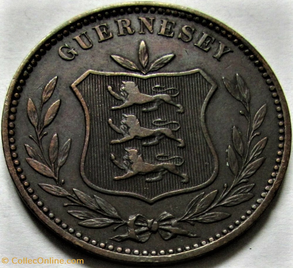 States of Guernsey - 8 Doubles 1885 H 2 monnaies monde ile de guernesey states of guernsey 8 doubles 1885 h