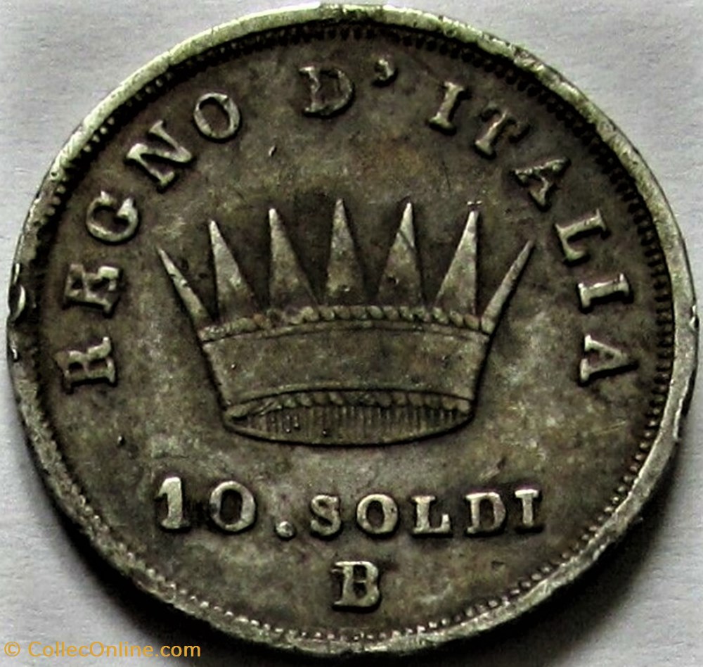 1813 Regno d'Italia, 10 Soldi Bologna - Napoleone I 3 monnaies monde italie 1813 regno italia 10 soldi bologna napoleone i