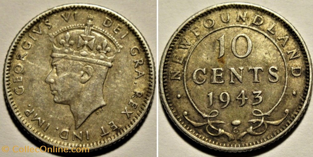 George VI - 10 Cents 1943C Newfoundland monnaies monde canada george vi 10 cents 1943c newfoundland