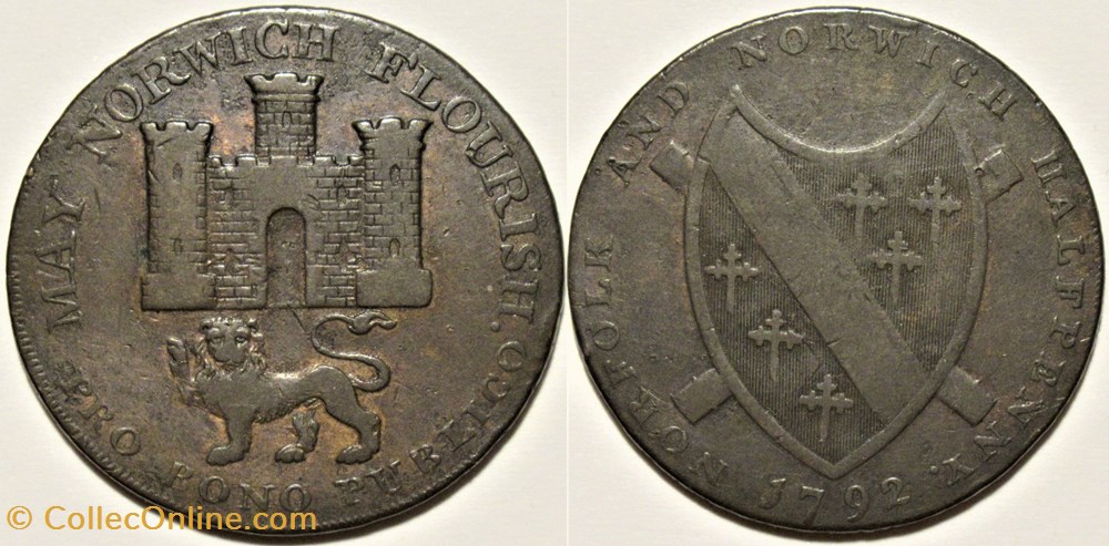 1792 HalfPenny, Bolingbroke's Token - Norwich, England monnaies monde royaume uni 1792 halfpenny bolingbroke s token norwich england