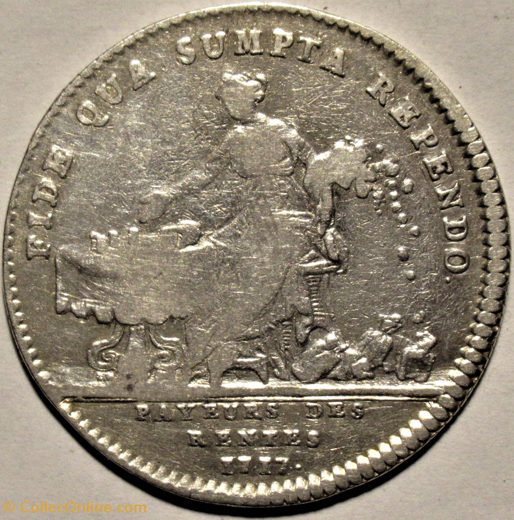 Louis XV - Jeton 1717 - Contrôleurs payeurs des rentes monnaies paranumismatique jetons poids louis xv jeton 1717 controleurs payeurs des rentes