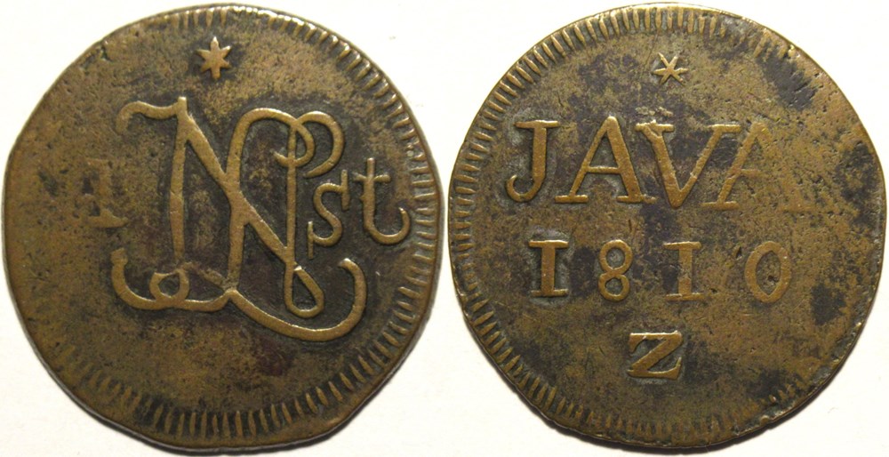 Louis Napoleon of Nederland - 1 Stuiver 1810 Java, Indonesia monnaies colonies neerlandaises louis napoleon of nederland 1 stuiver 1810 java indonesia