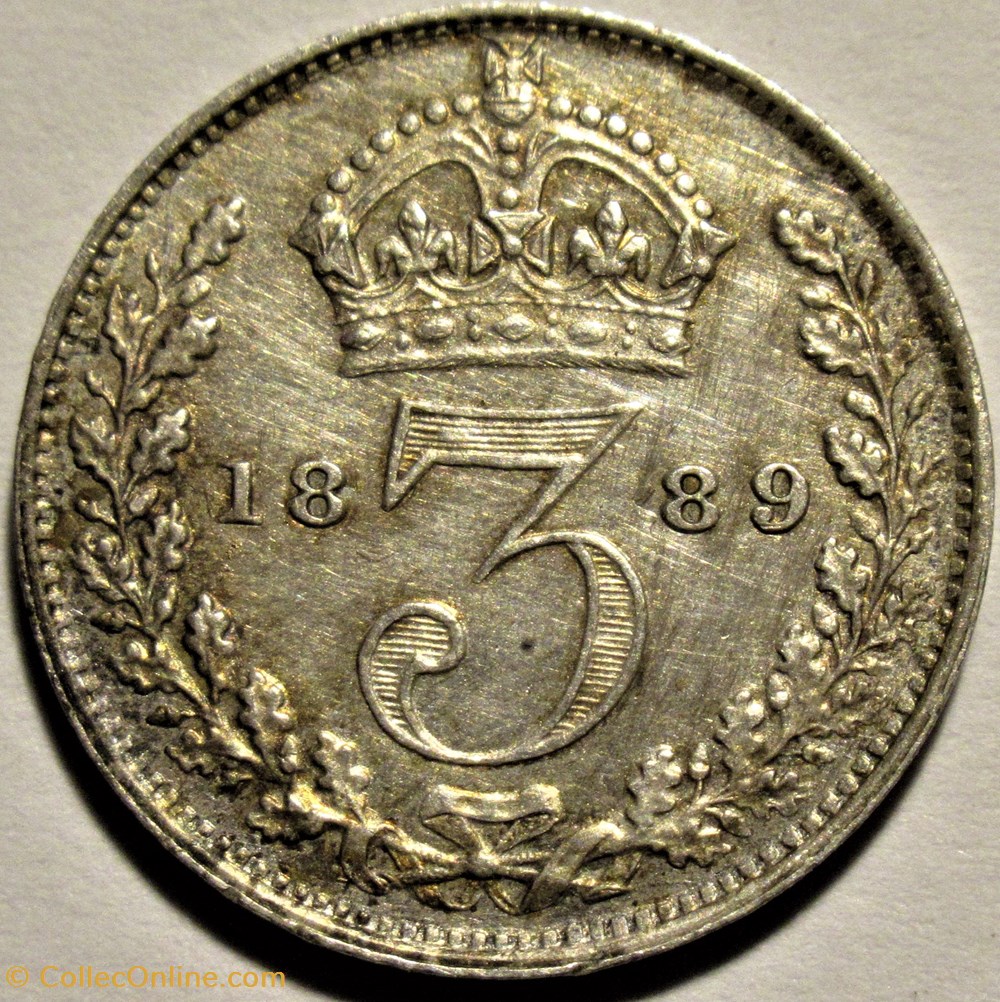 Victoria - 3 pence 1889 Kingdom of Great Britain (ex.4) 3 monnaies monde royaume uni victoria 3 pence 1889 kingdom of great britain ex 4