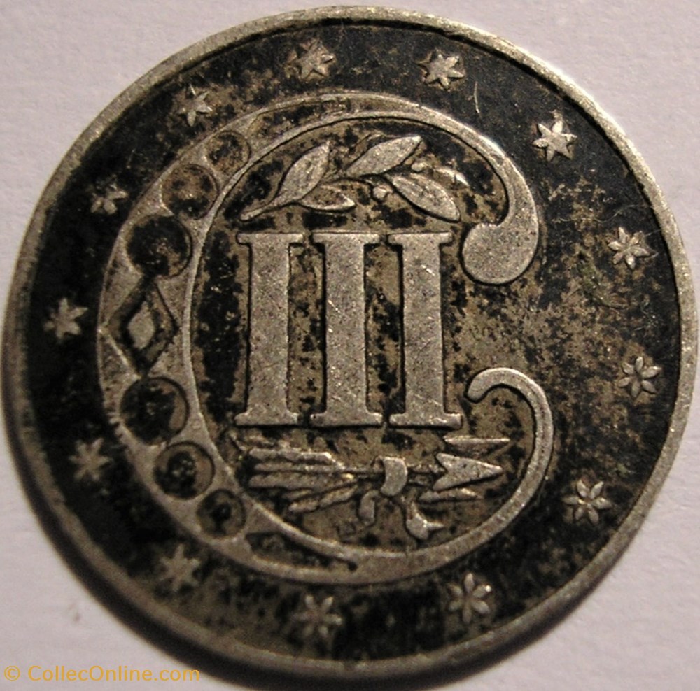 monnaie monde etat uni 1857 silver three cents