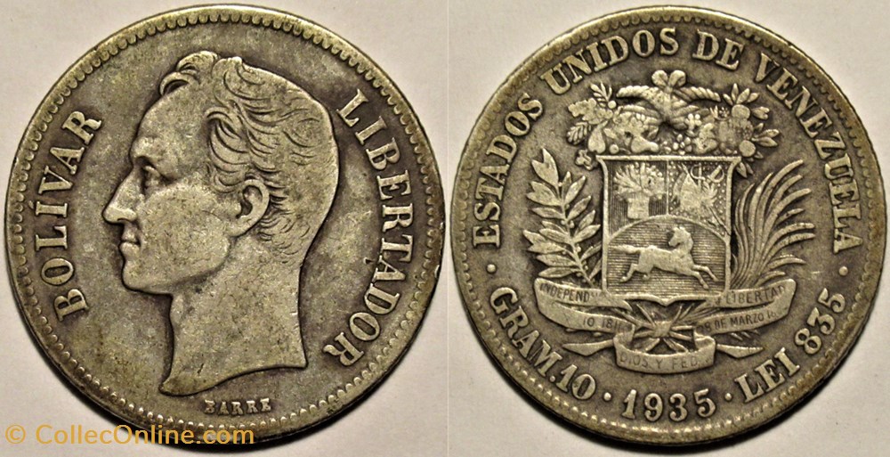 Venezuela - 2 Bolívares 1935 monnaies monde venezuela 2 bolivares 1935