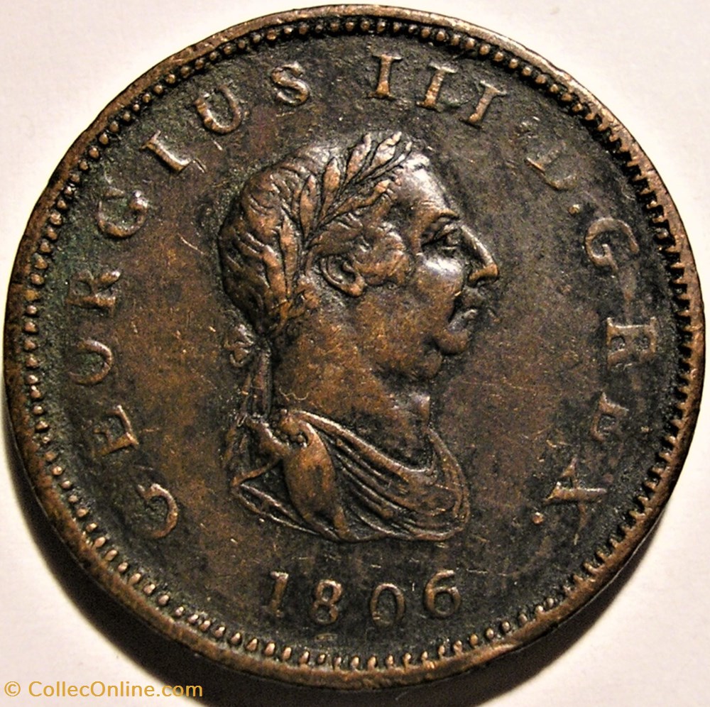 George III - Half Penny 1806 Great Britain (ex.5) 2 monnaies monde royaume uni george iii half penny 1806 great britain ex 5