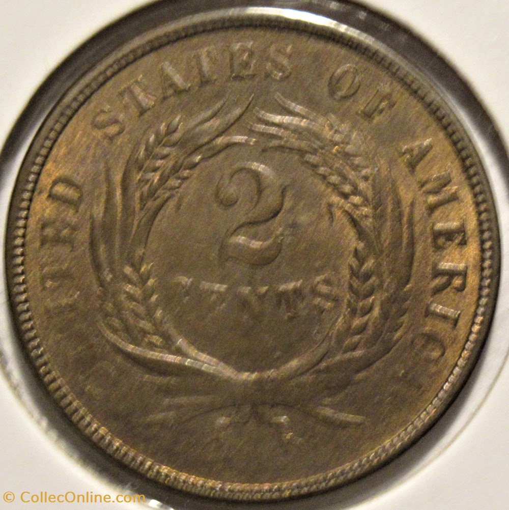 1865 Two Cents 4 monnaies monde etats unis 1865 two cents