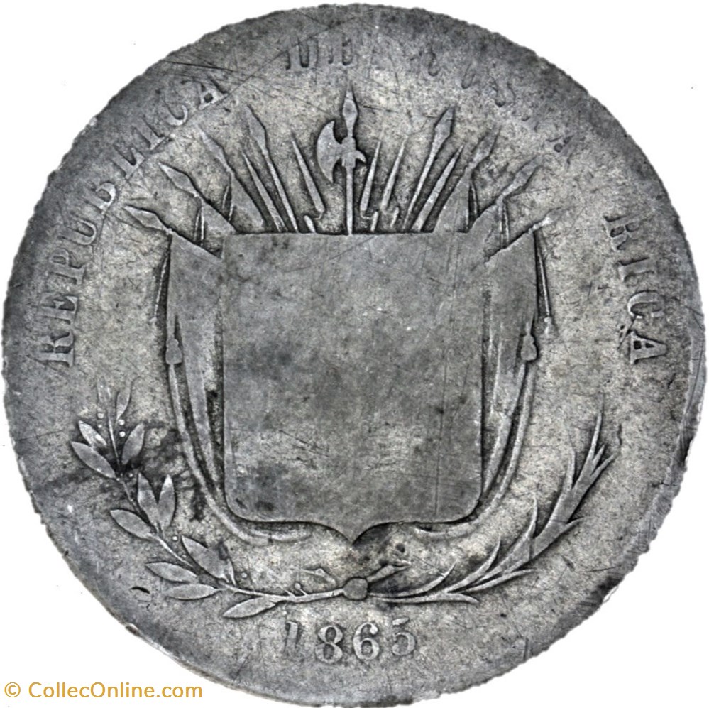 monnaies monde costa rica 50 centavos 1865
