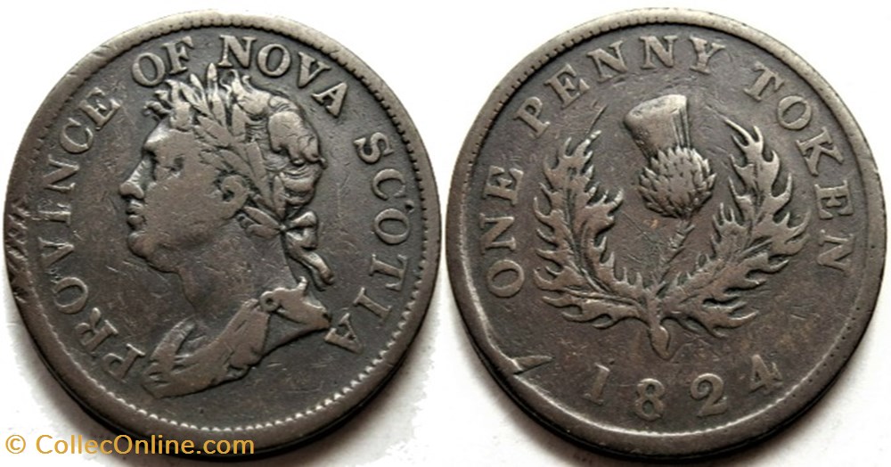 George IV - One Penny Token 1824 - Nova Scotia (var.) monnaies monde canada george iv one penny token 1824 nova scotia var
