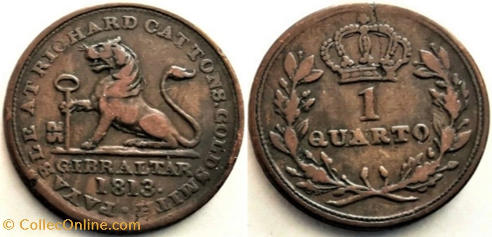 George III - 1 Quarto 1813 Richard Cattons - Gibraltar monnaies monde george iii 1 quarto 1813 richard cattons gibraltar