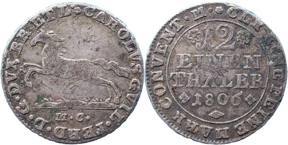 Karl II Wilhelm Ferdinand- 1/12 Thaler 1803 & 1806 - P. Brunswick-Wolfenbüttel (2) monnaies monde allemagne karl ii wilhelm ferdinand 1 12 thaler 1803 1806 p brunswick wolfenbuttel 2
