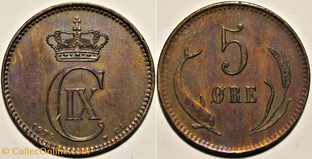 Christian IX Denmark - 5 Øre 1875 monnaies monde danemark christian ix denmark 5 re 1875