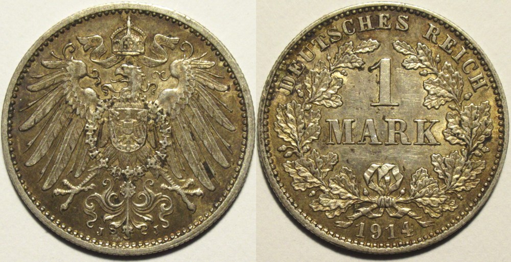 Wilhelm II - 1 Mark 1914 Hamburg, German Empire monnaies monde allemagne wilhelm ii 1 mark 1914 hamburg german empire