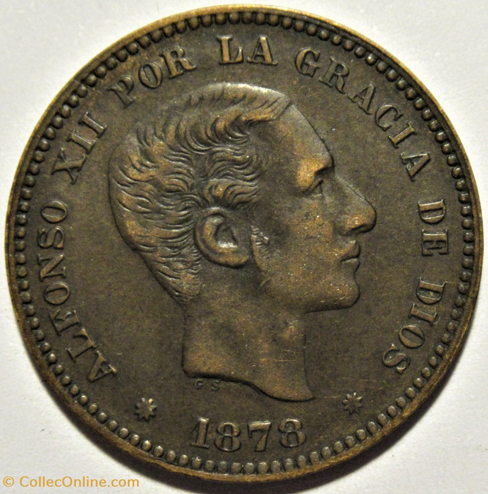 monnaies monde espagne 1878 barcelona 5 centimos alfonso xii de espana