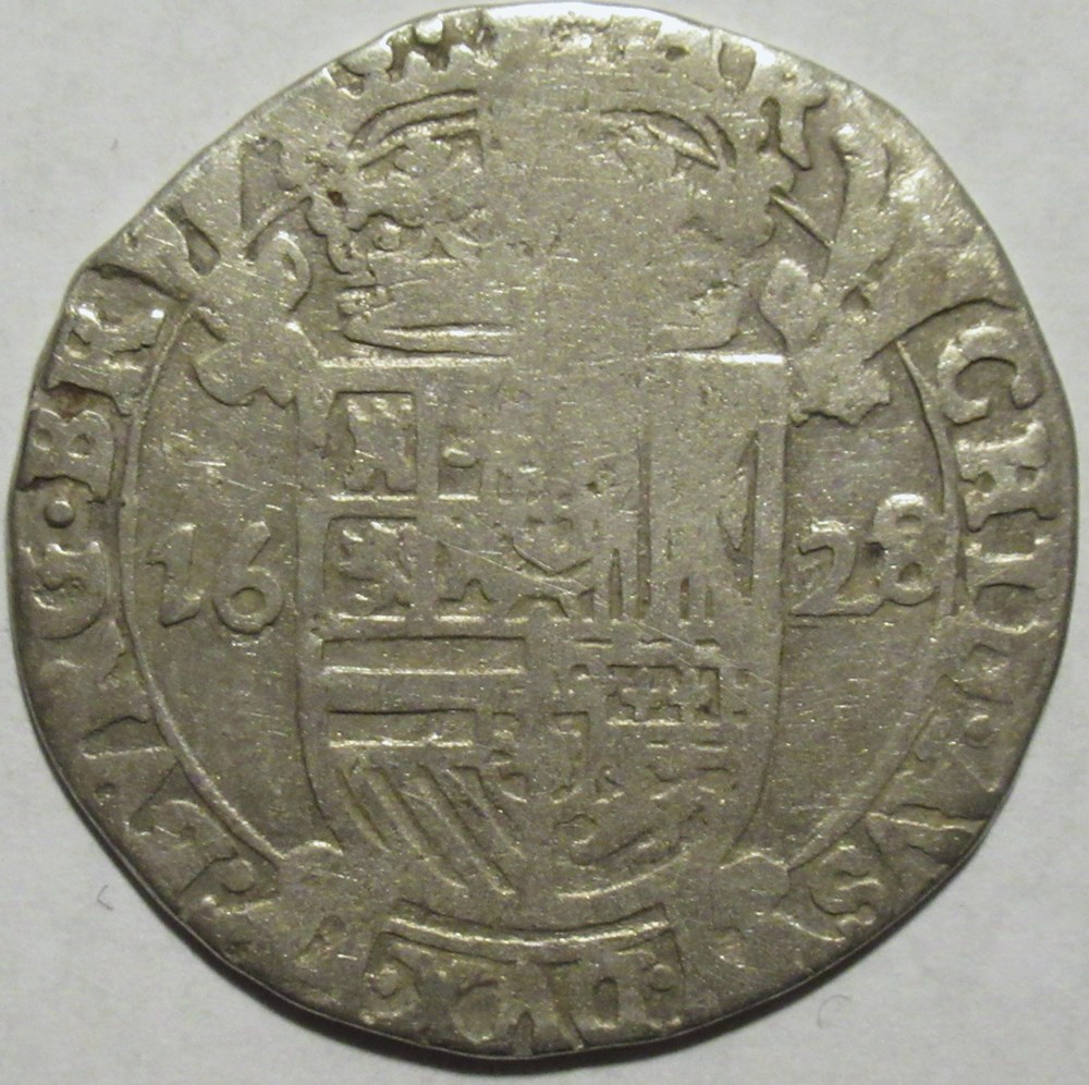 Felipe IV - Escalin 1628 Antwerp, Brabant, Spanish Netherlands monnaies europe medievale pays bas espagnols felipe iv escalin 1628 antwerp brabant spanish netherlands
