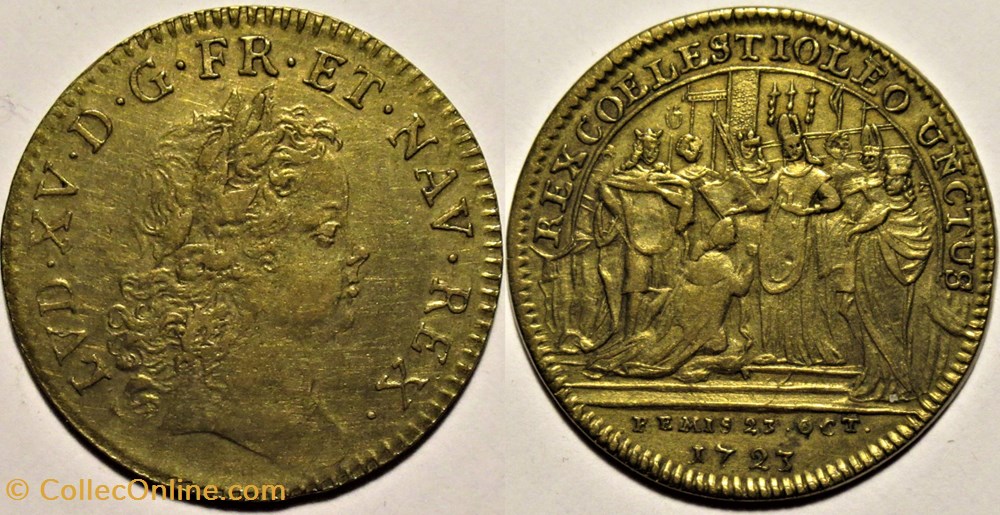Louis XV - Souvenir du sacre à Reims, Jeton de 1723 monnaies paranumismatique jetons poids louis xv souvenir du sacre a reims jeton de 1723