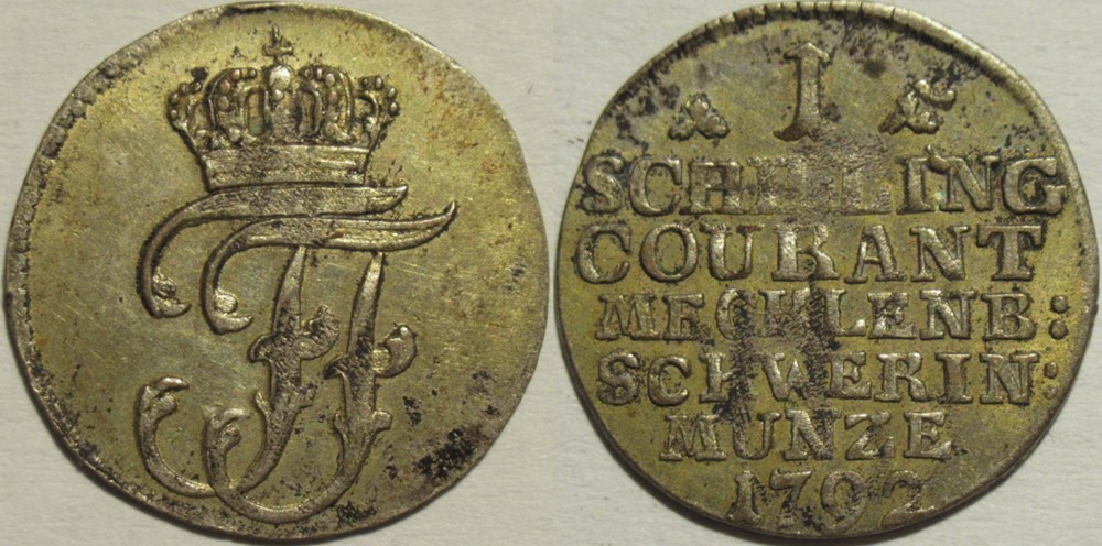 Friedrich Franz I - 1 Schilling 1792- Duchy of Mecklenburg-Schwerin monnaies monde allemagne friedrich franz i 1 schilling 1792 duchy of mecklenburg schwerin