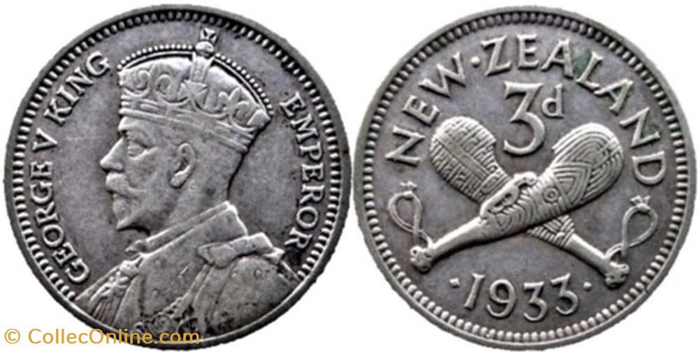 George V - 3 Pence 1933 - New Zealand monnaies monde nouvelle zelande george v 3 pence 1933 new zealand