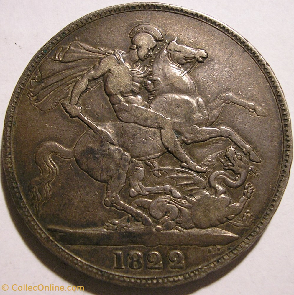 George IV - One Crown 1822 - Kingdom of Great Britain (ex.2) 2 monnaies monde royaume uni george iv one crown 1822 kingdom of great britain ex 2