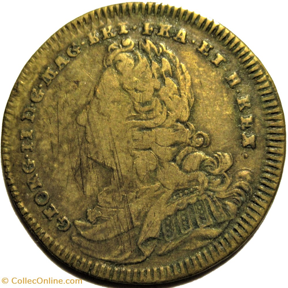 George II - Counter Token c.1727 Great Britain 2 monnaies paranumismatique jetons poids george ii counter token c 1727 great britain